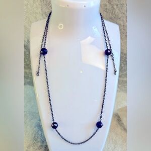 Retired Pandora Amethyst 925 Ale Black Rhodium Station Necklace